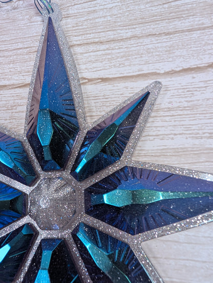 Handmade Chameleon Star Ornament – Glacier