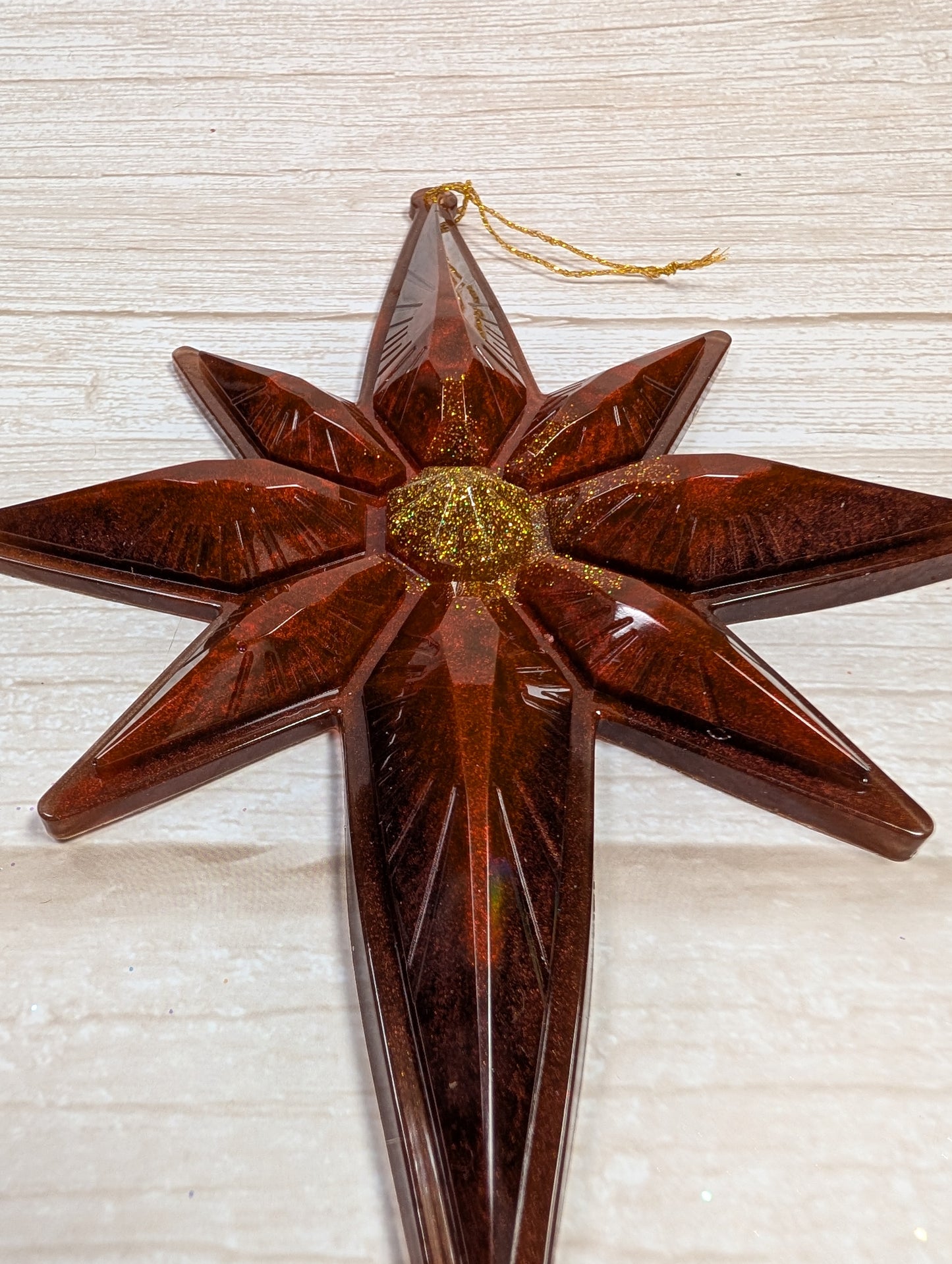 Handmade Chameleon Star Ornament – Red and Gold