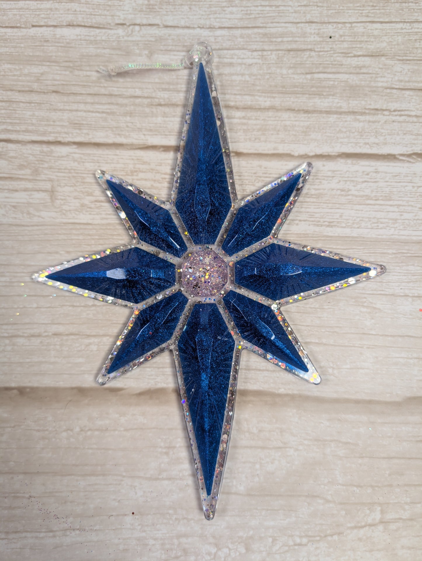 Handmade Chameleon Star Ornament – Blue Crystal