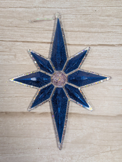 Handmade Chameleon Star Ornament – Blue Crystal