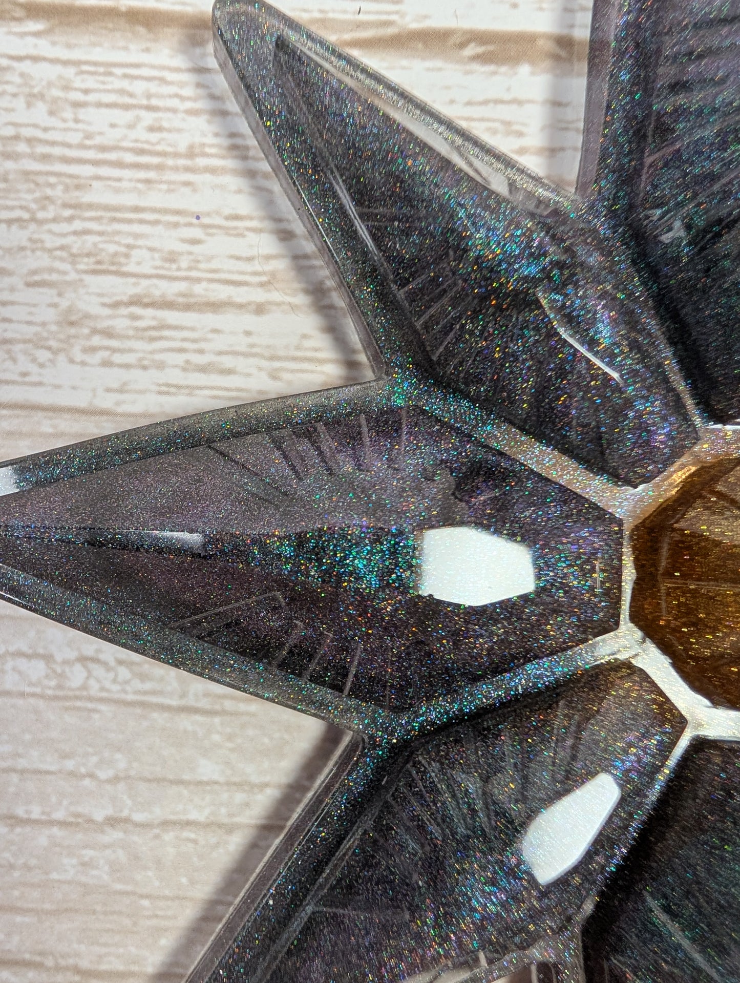 Handmade Chameleon Star Ornament – Teal Gold