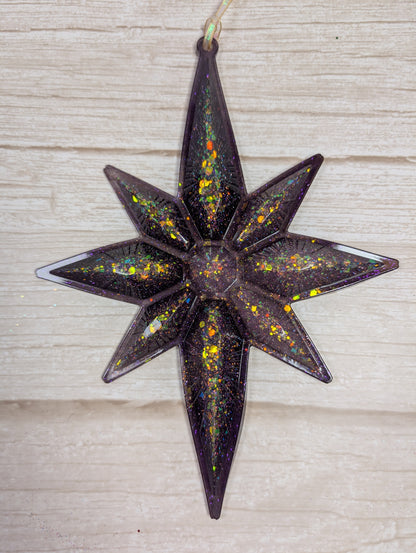 Handmade Chameleon Star Ornament – Purple Nebula
