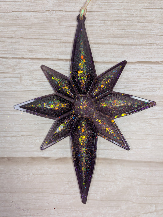 Handmade Chameleon Star Ornament – Purple Nebula