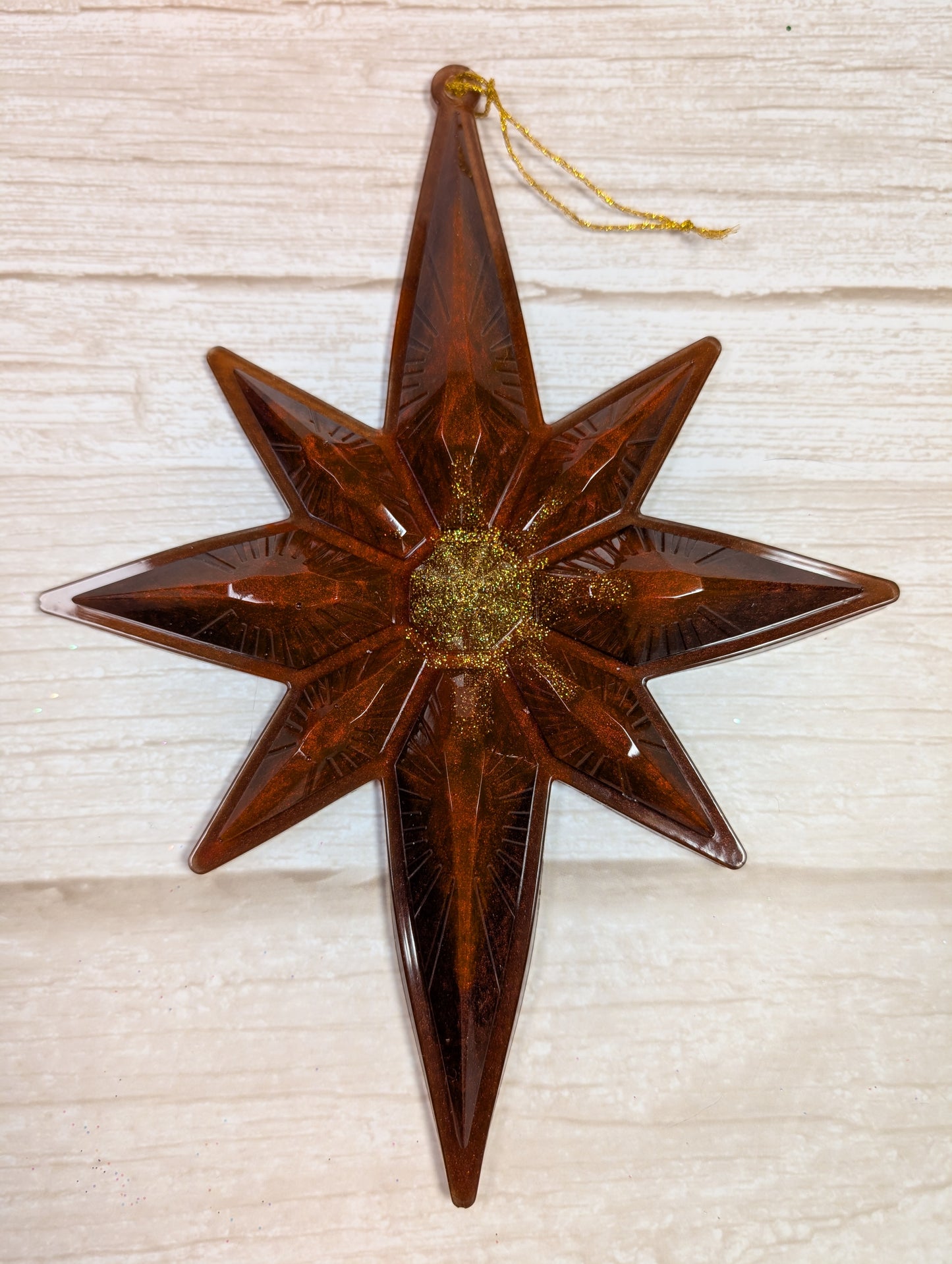 Handmade Chameleon Star Ornament – Red and Gold
